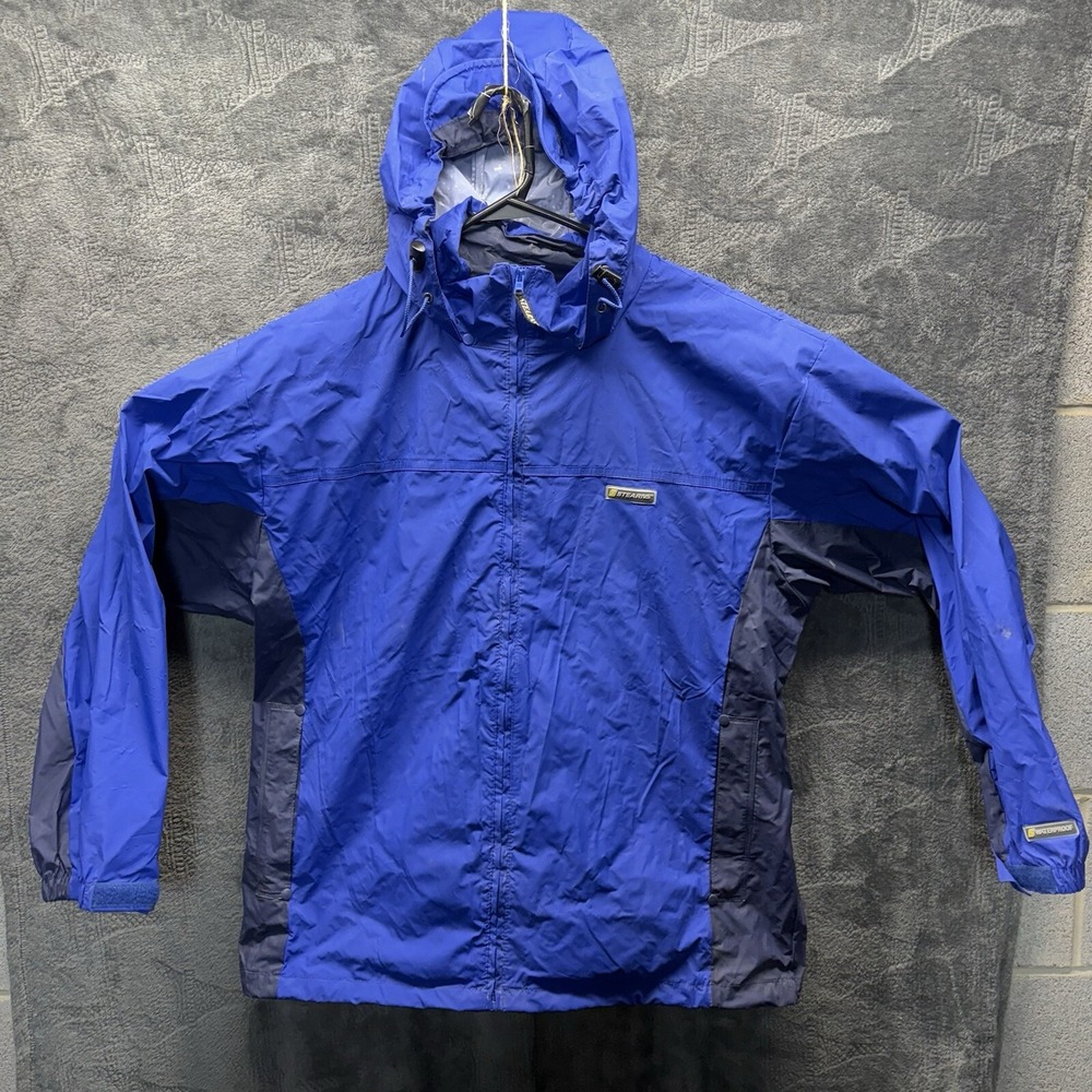 Stearns Dry Wear Jacket Men L PVC Waterproof Full Zip Drawstring Hooded Vented